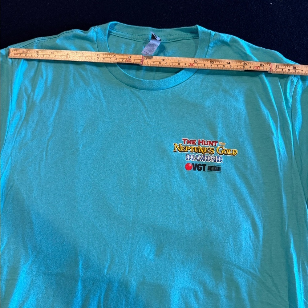 RARE VGT Hunt for Neptune Casino Slot Turquoise Graphic T-Shirt Sz L - Picture 8 of 12
